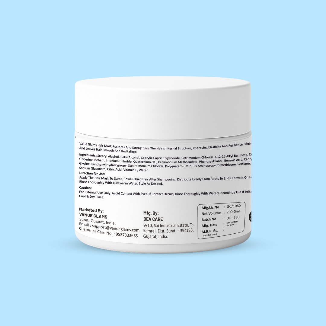 Vanue Glams Keratin Repair Hair Mask – Strengthens Hair, Deep Moisturizes, Damage Repair with Hydrolyzed Keratin & Vitamin E – 200g