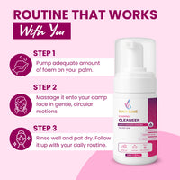 Vanue Glams Gentle Foaming Cleanser with  2% Salicylic Acid & 3% Glycolic Acid  | Exfoliates Dead Skin, Prevents Acne & Enhances Skin Radiance | Infused with Vitamin E | 100ml