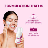 Vanue Glams Gentle Foaming Cleanser with  2% Salicylic Acid & 3% Glycolic Acid  | Exfoliates Dead Skin, Prevents Acne & Enhances Skin Radiance | Infused with Vitamin E | 100ml