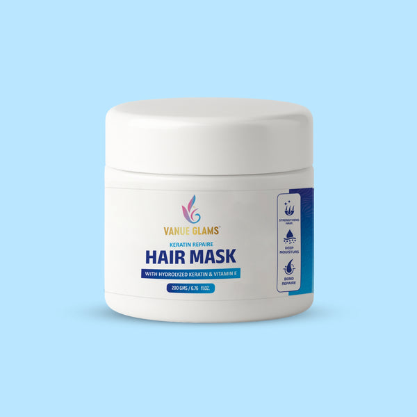 Vanue Glams Keratin Repair Hair Mask – Strengthens Hair, Deep Moisturizes, Damage Repair with Hydrolyzed Keratin & Vitamin E – 200g