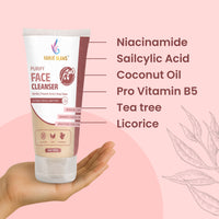 Vanue Glams Purify Face Cleanser – Gentle, Acne Preventing,  Deep Clean Formula with 3% Niacinamide And Vitamin E – Removes Dirt, Excess Oil, and Brightens Skin Tone – Suitable for All Skin Types – 50ml